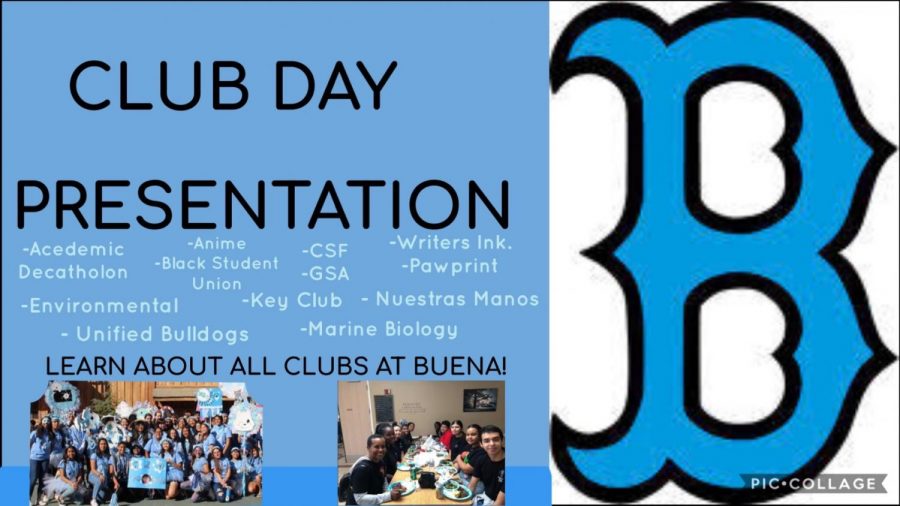 The first slide for the presentation for Club Day, Sep.30 where they informed students on clubs such as Black Student Union (on the right) and Key Club (on the left).