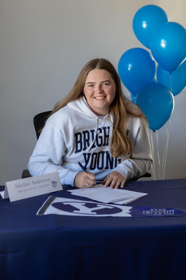 Adeline Anderson signing her National Letter of Intent for Brigham Young University.