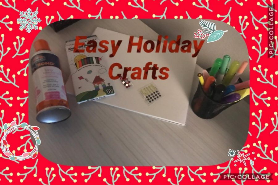 Graphic of supplies to use to make fun, easy crafts for the holiday season.  