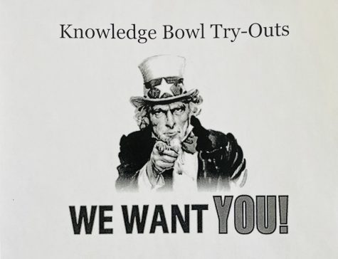 THEY WANT YOU! Be Knowledgeable for Knowledge Bowl tryouts Jan. 11- Jan.13. I wanted to give everybody an opportunity to come try out if they wanted to, English teacher and adviser Andrew Coates said.