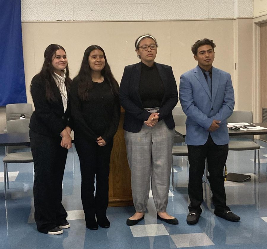 Pictured from left to right are 9th Grader Lindsey Davila, 9th grader Alexandra Padilla, 10th grader Azaia Kurz and 10th grader Julian Lara. 