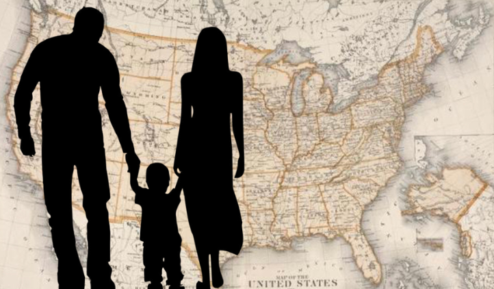 A family enters the United States for all it gives. Liberty, freedom and independence.