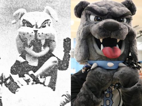 The Spike mascot costume in 1963 taken from a  L. A. Times Southland article (left), compared to the new Spike mascot costume 60 years later in 2022 and was taken by Madeline Marshall (right). 