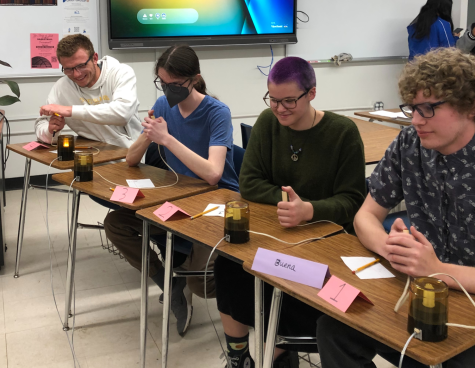 [Named left to right] Seniors Shawn Coyner, Quincy Strange, Peggy Thompson, and Hans Yuhr in competition