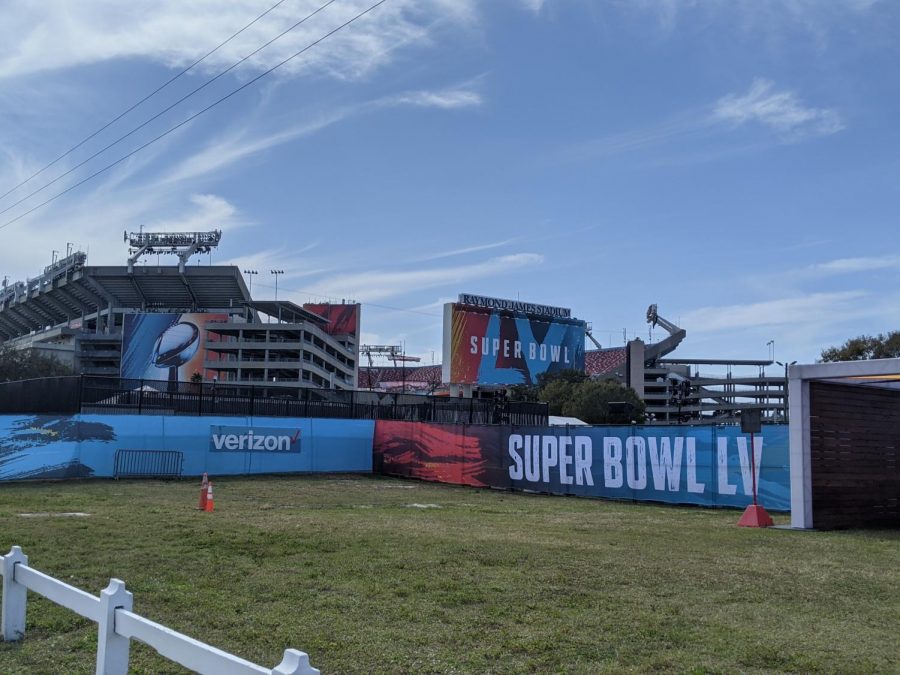 Exactly one week before Super Bowl LV kicks off at Raymond James Stadium in Tampa, Fla. When this picture was taken, preparations were still being made for the expected 22,000 fans that would show up in-person. 