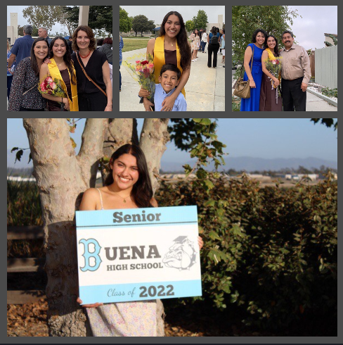  Galilea Velasco at senior awards with her family and teachers, Antoinette Perez and Sabine Schafer-Mitchell