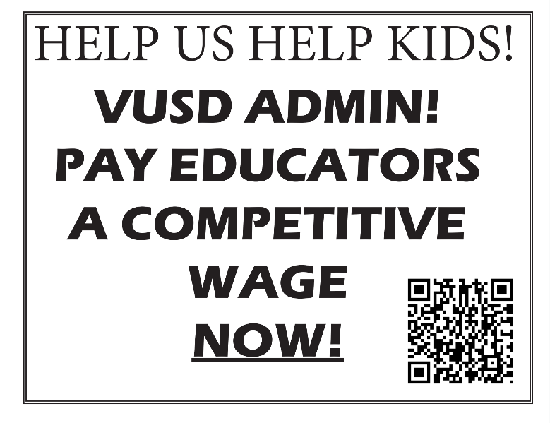 Free car sign download from the VUEA website advocating for VUSD educators