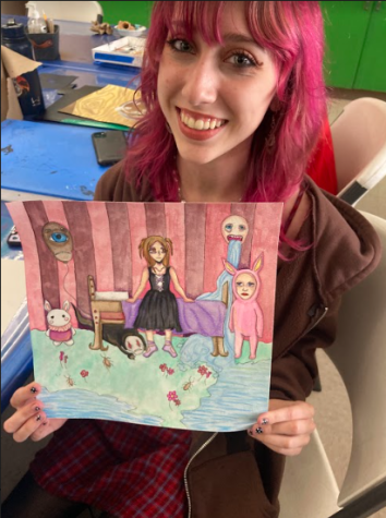 Junior Rye Howards used a Pinterest board for inspiration to create her most recent AP Art assignment. 

“My AP theme is dreams and our subconscious,” Howards said. “I got creative and did reality and dreams mixed together.” 

The piece is a girl in her bedroom but with a twist. The room is meant to show dreamlike elements and Howard added a monster under the bed to showcase recurring dreams in her art. 
