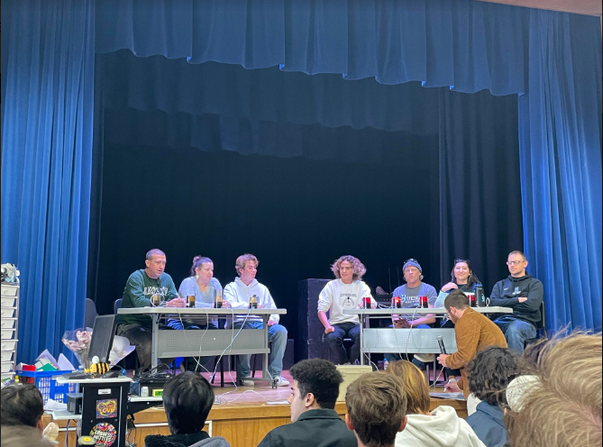  From Left to right, Michael Gianelli, Karin Childress, Rylan Cooper, Michael Ramirez, Scott Manninen, Antionetete Perez and Ryan Bolland participating in Knowledge Bowl