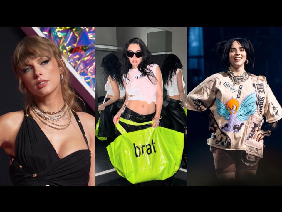 Musical artists Taylor Swift, Charli XCX, and Billie Eilish (left to right), all endorsed presidential candidate Kamala Harris in her race to the White House. 