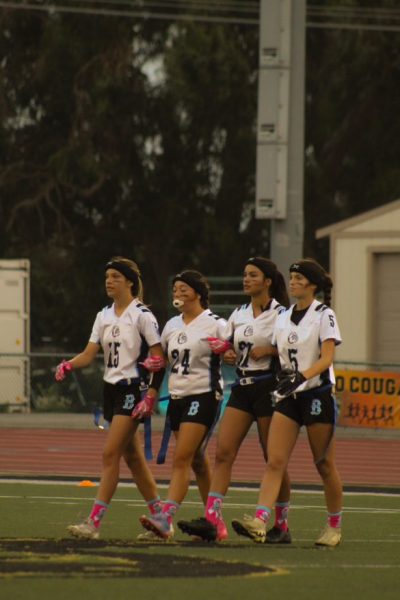 Buena players walking to half before the Buena-Ventura rivalry game, Oct 9.