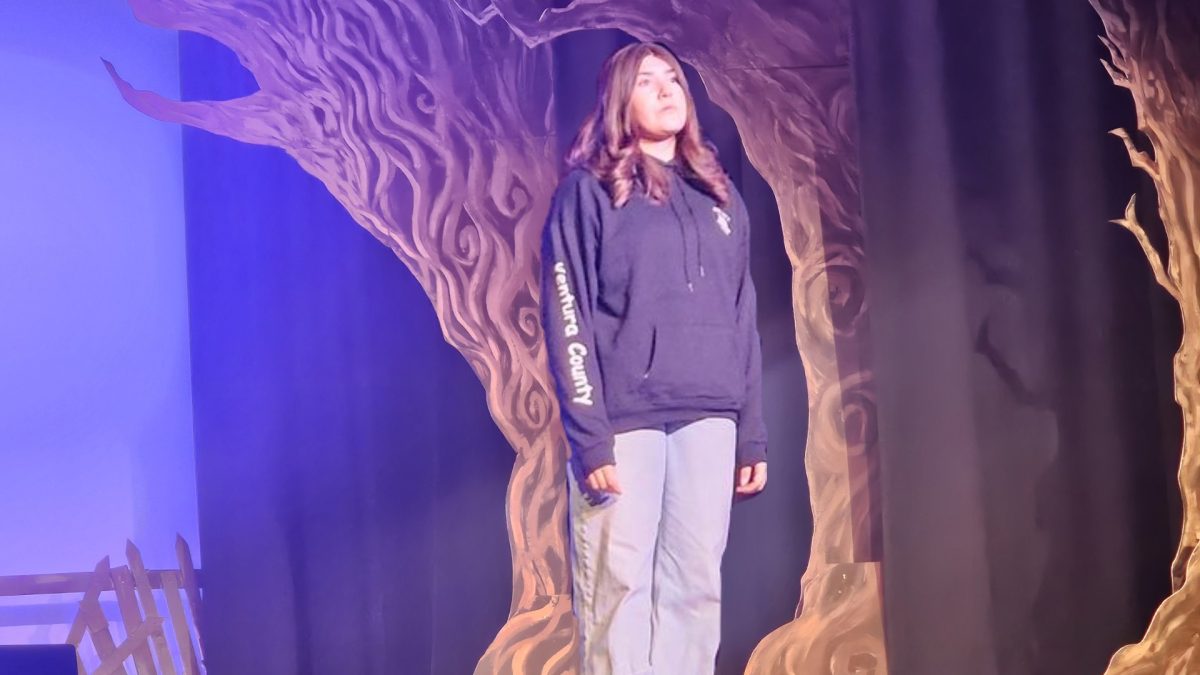 Annika Harris rehearses for the play, "The Legend of Sleepy Hollow".