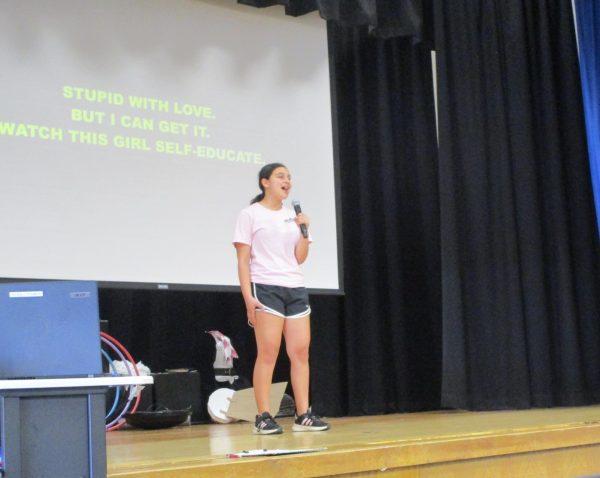 Drama student Healey Ramot finishes up her performance during Karaoke Tuesdays.