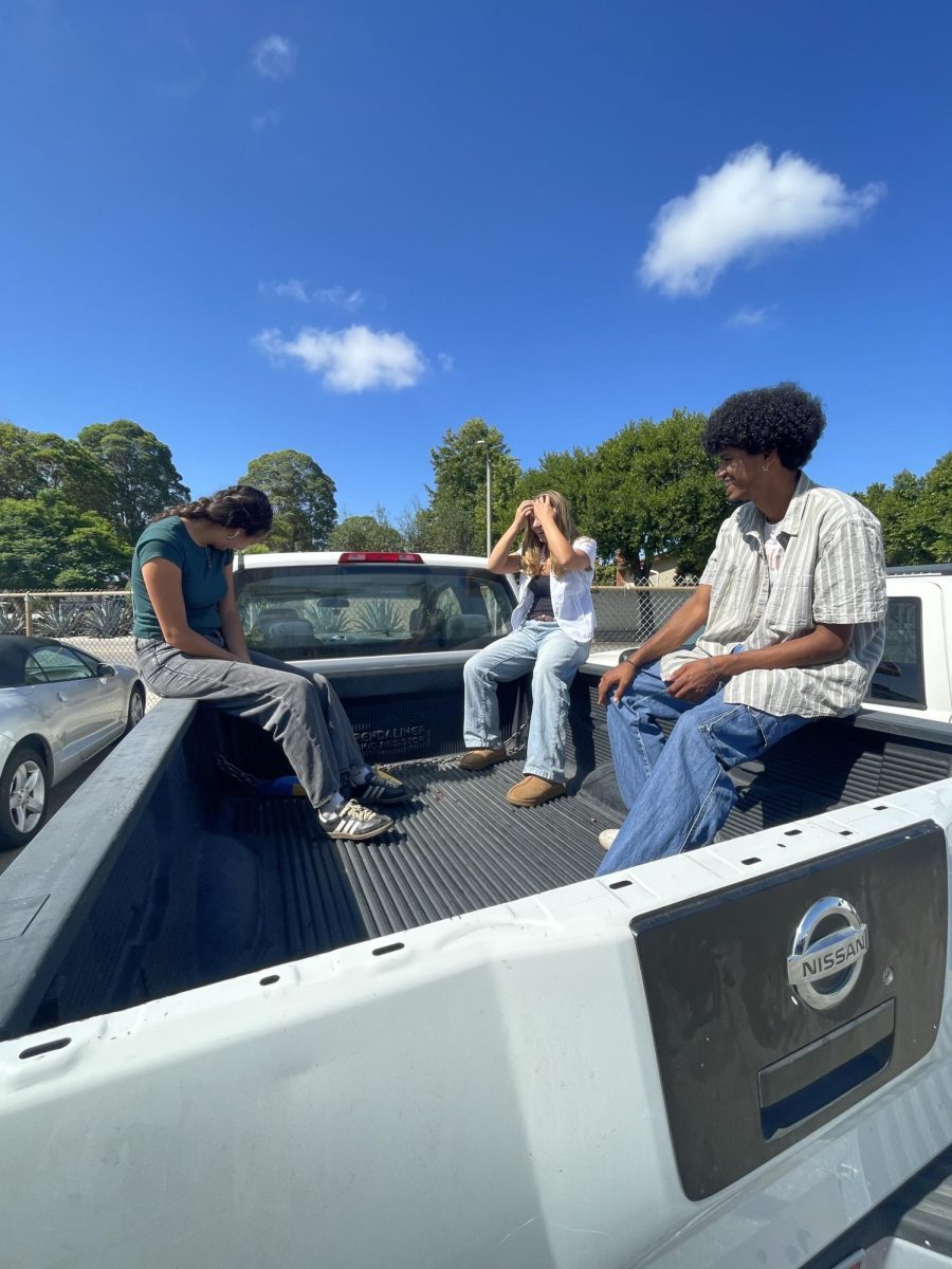 Student's truck in the student parking lot.