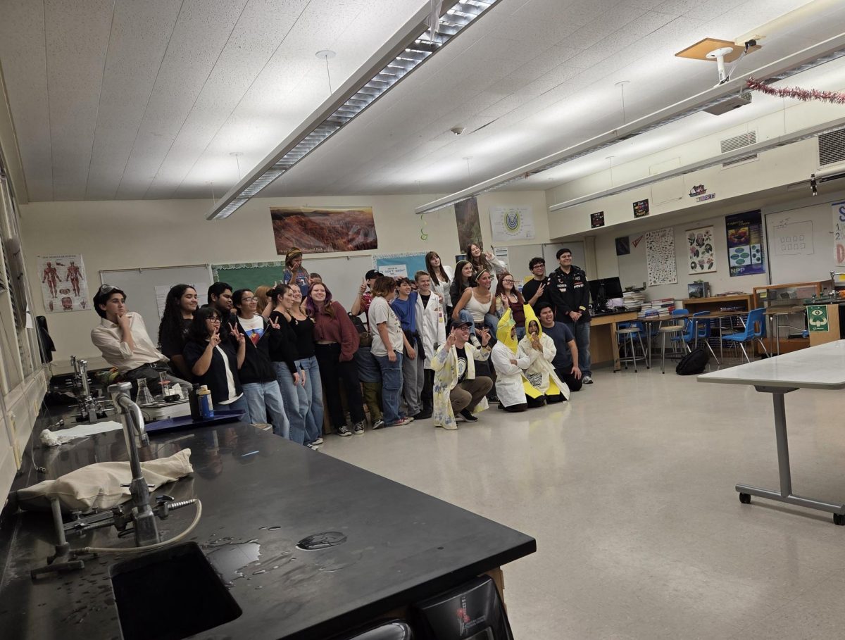 After the event is over, Science League takes a club photo. This year's club is the  biggest it has been in many years.