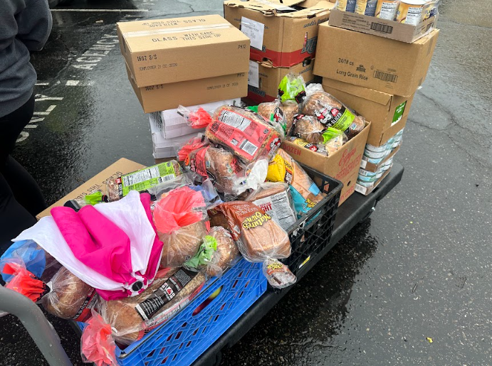 Produce being taken to the classroom from  Food Share.