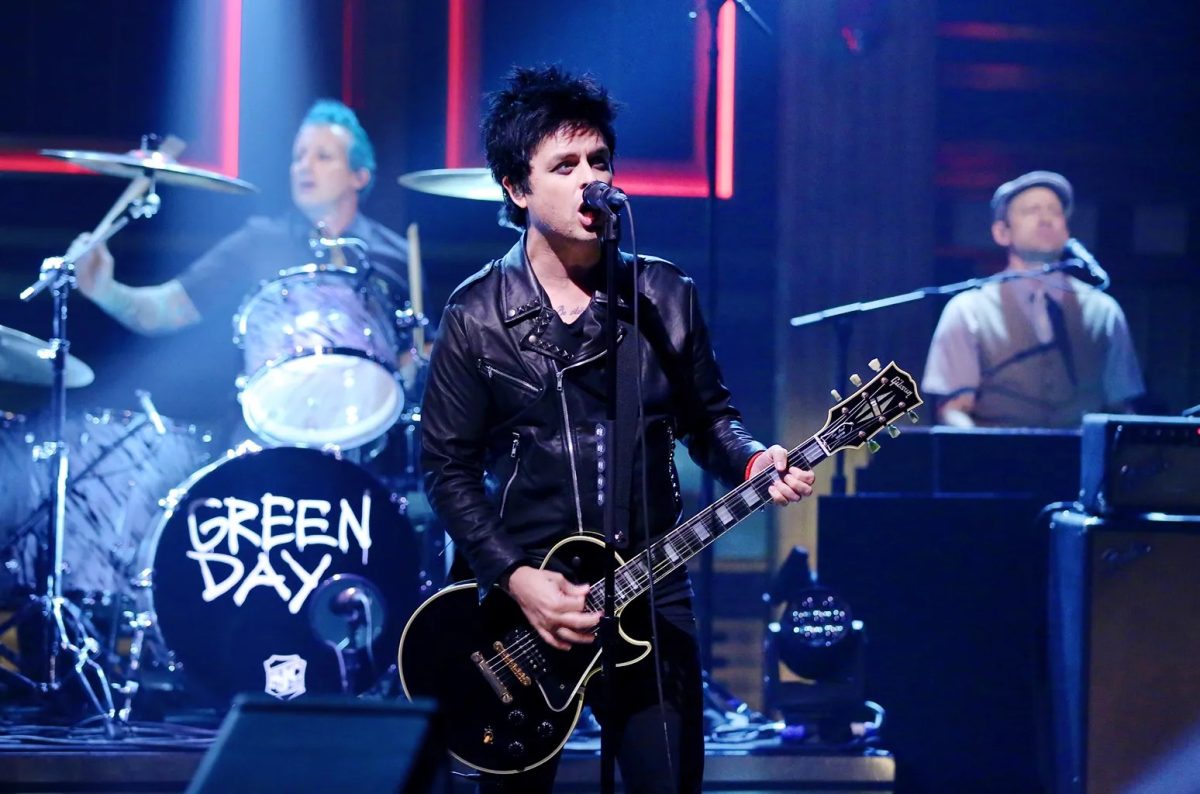 Billie Joe Armstrong, singer and guitarist in Green Day, performing with his band in New York City on the Tonight Show in 2016.