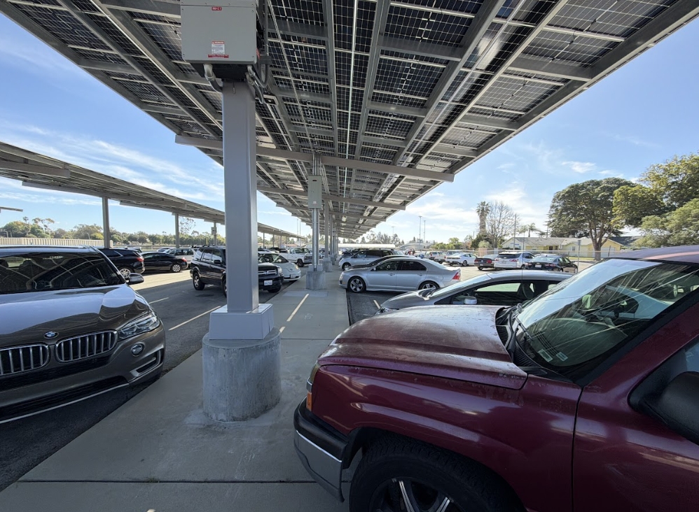 A view of the student lot from one of the dividers. 