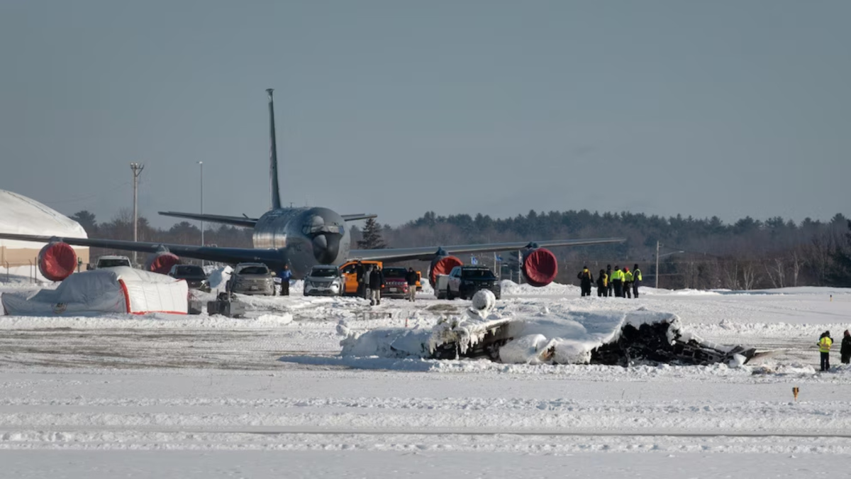 Sight of the jet crash captured by ABC News Live.
