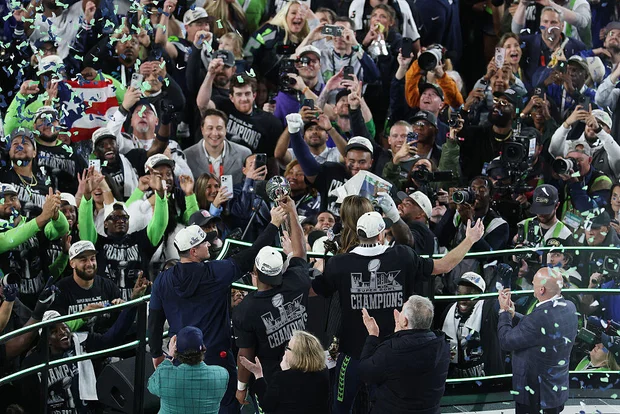 On Feb. 8, 2026, the Seattle Seahawks celebrate their win against the New England Patriots in Super Bowl LX. (Shot by Ishinka Samant).