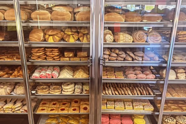 A colorful case of pan dulce at Oralia's Bakery.