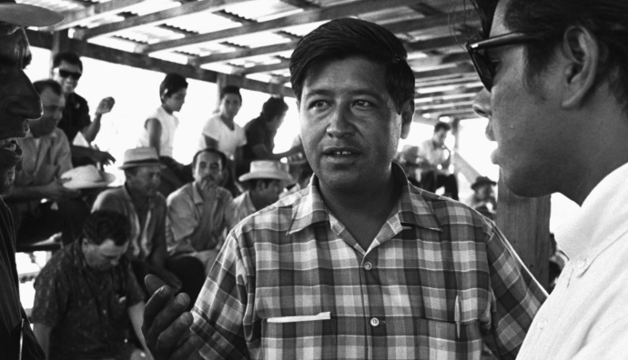 Chavez talks at one of the many protests he led. 