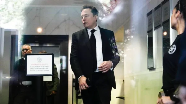 Elon musk arriving at the trial on April 27, 2026.