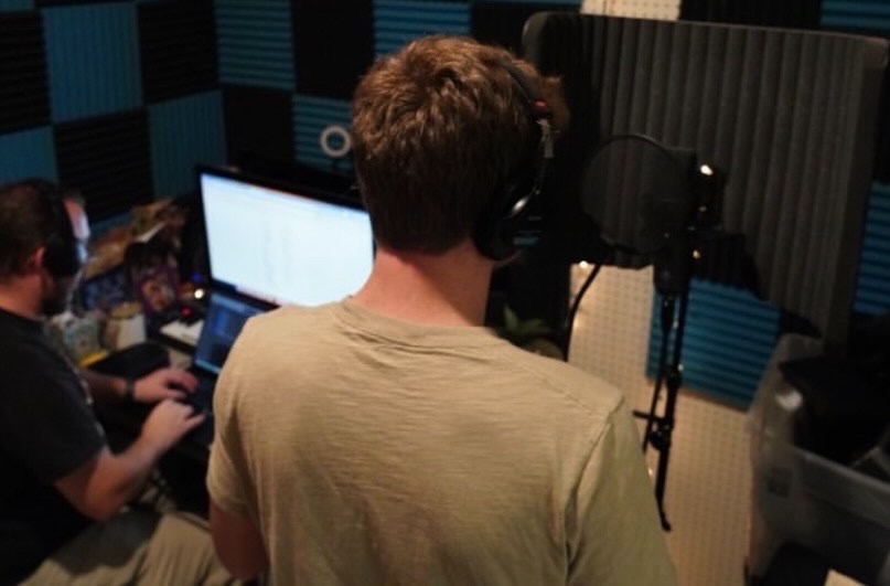 Coyner in the studio recording his song "So Cal Snow", featured on this past year's Not So SIlent Night Album
