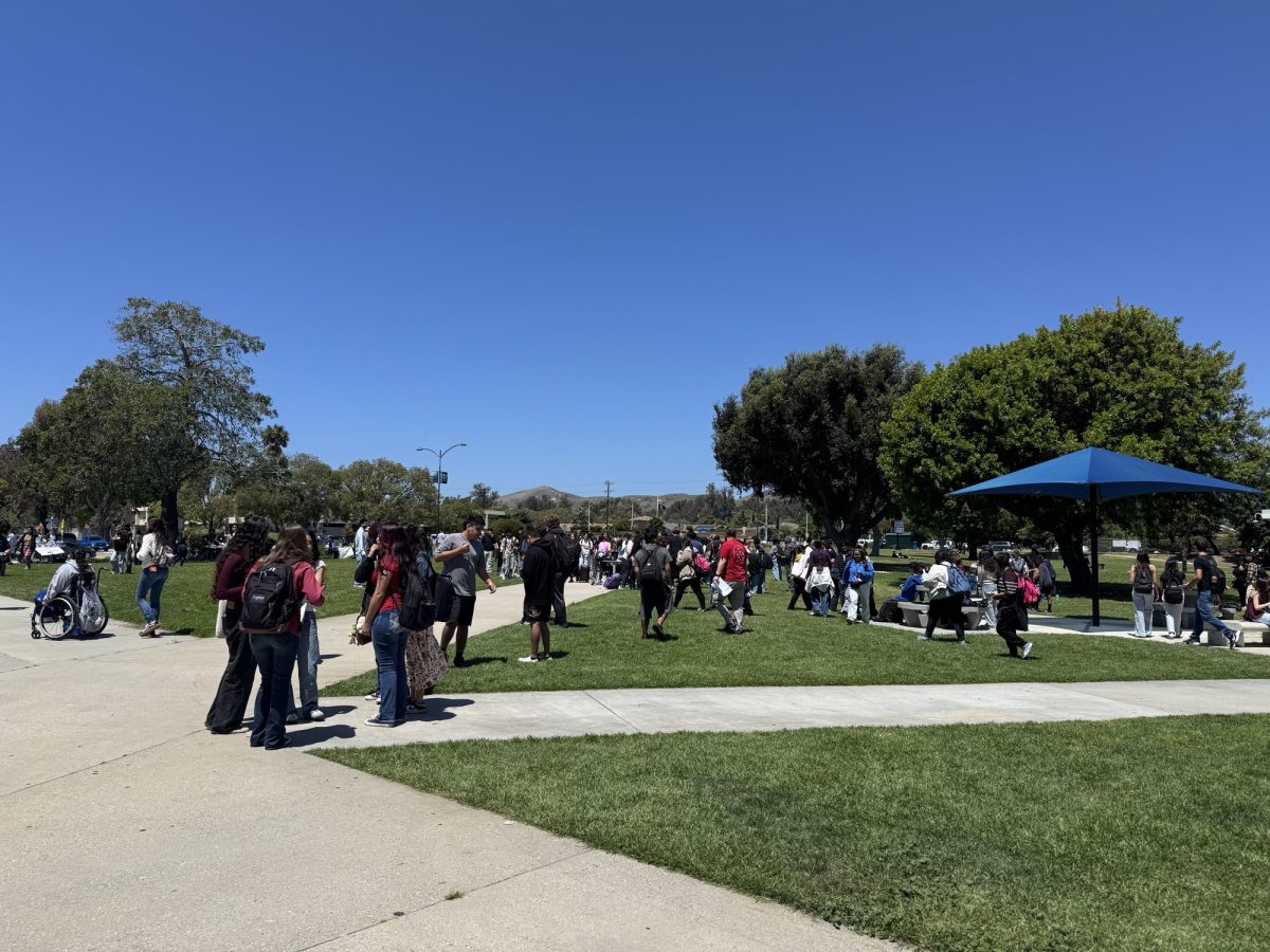 Students in the quad participating in the Buena High School Food Faire.