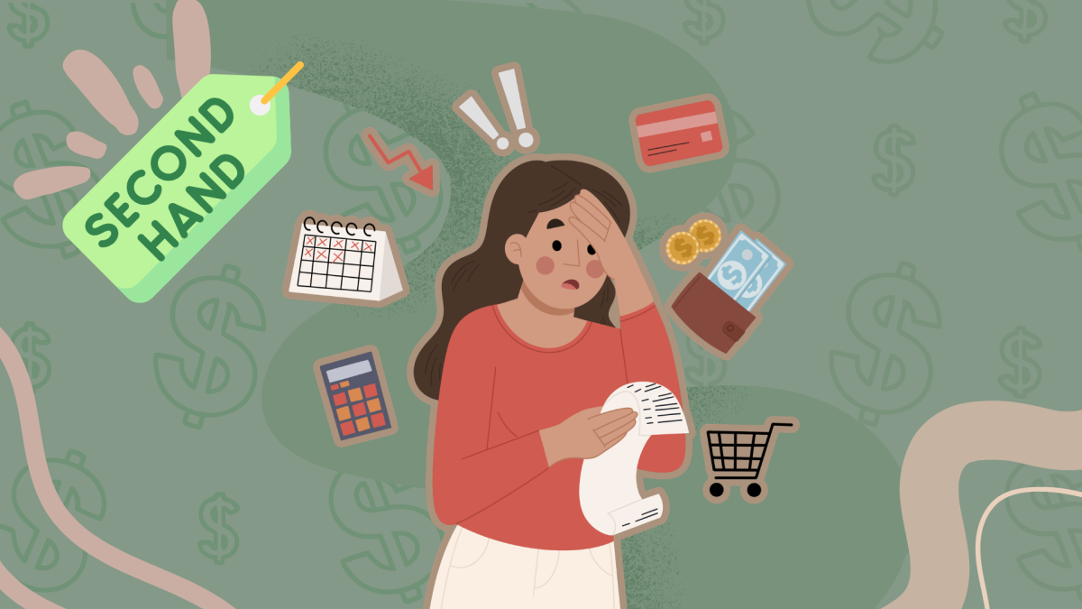 Graphic for thrift store prices increasing. Graphic made on Canva by  Ariel Ramirez.