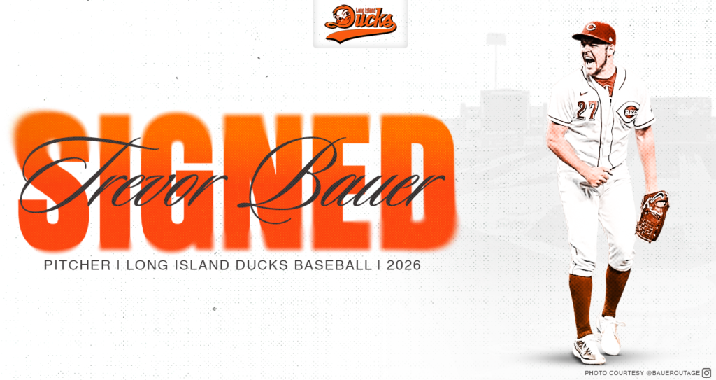 Marketing material for the Long Island Ducks signing of Trevor Bauer.